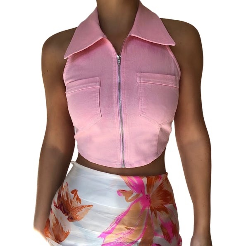 Pink Denim Vest